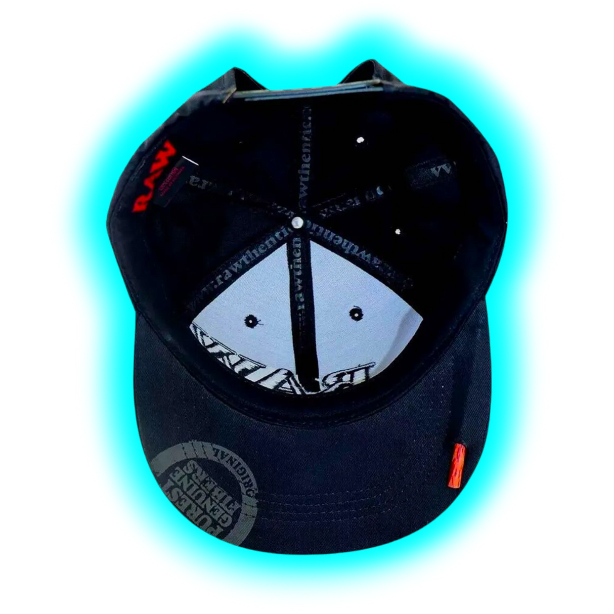 RAW Flat Bill Snap Back Hat Black with Wooden Poker & Stash Pocket
