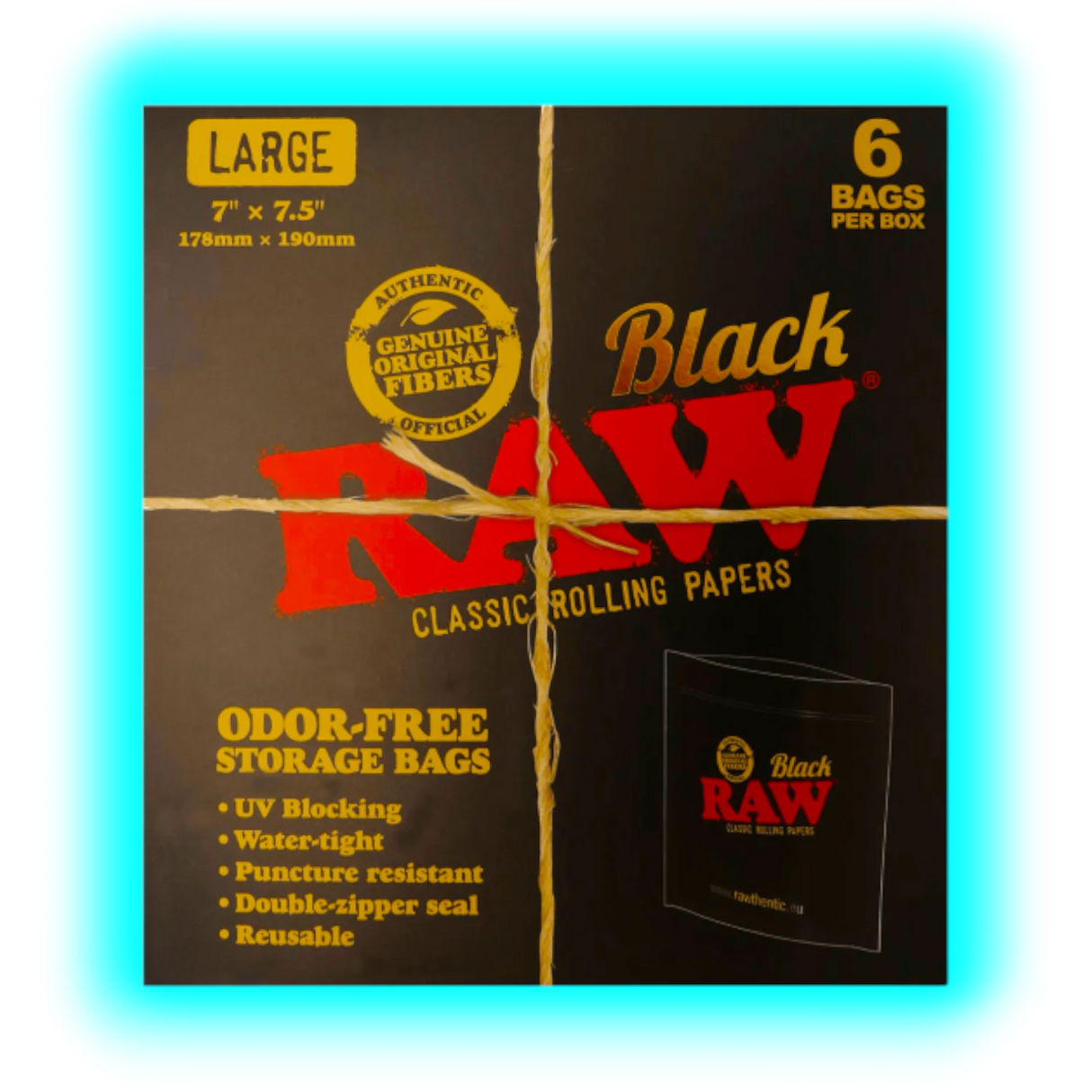 Raw Odorfree Storage Bags XL Black 6pcs