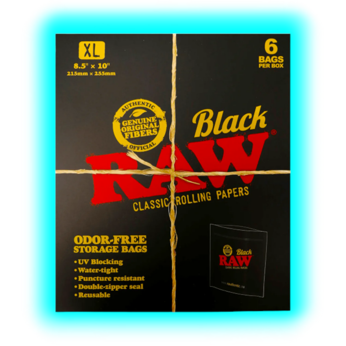 Raw Odorfree Storage Bags L Black 6pcs
