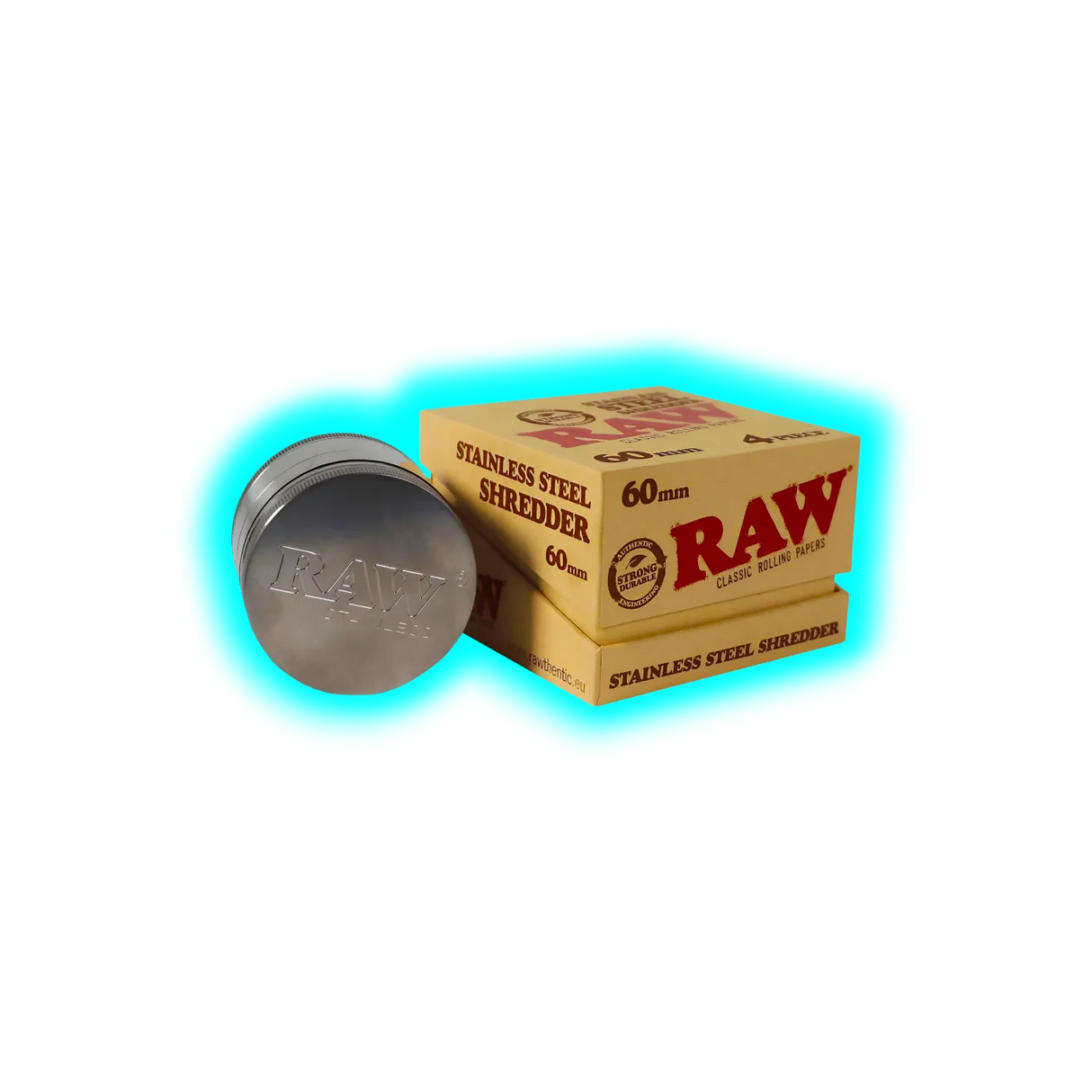 RAW Stainless Steel Grinder with Magnet and Sifter 4parts 60mm