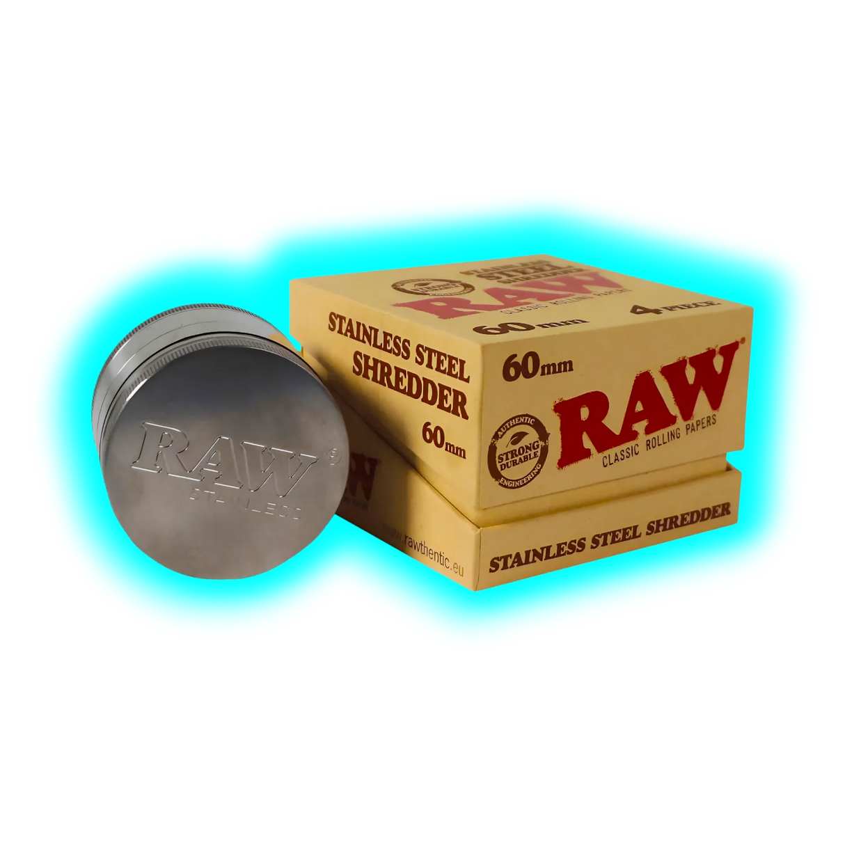 RAW Stainless Steel Grinder with Magnet and Sifter 4parts 60mm