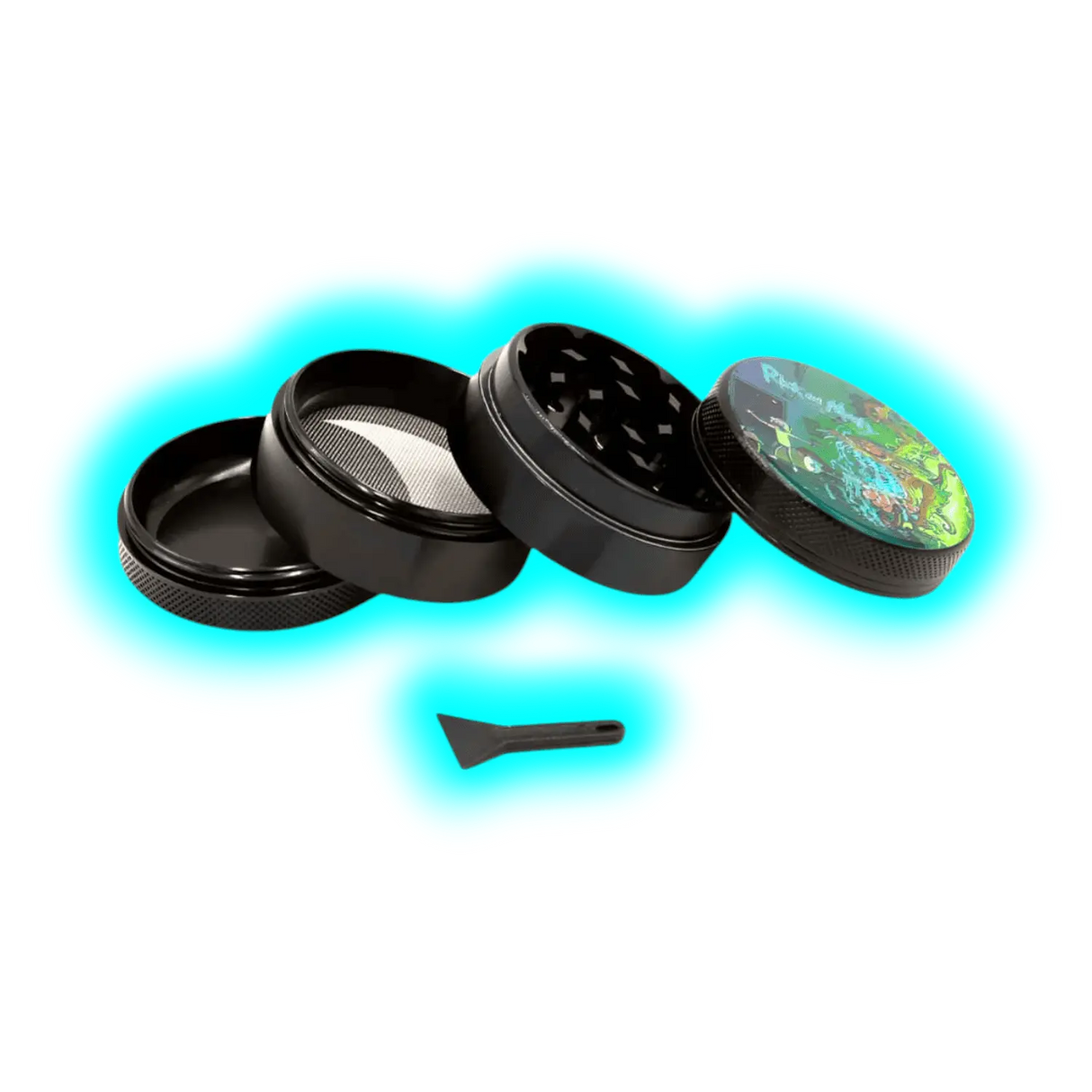 Rick and Morty Aluminium Grinder Black 4 Parts 50mm