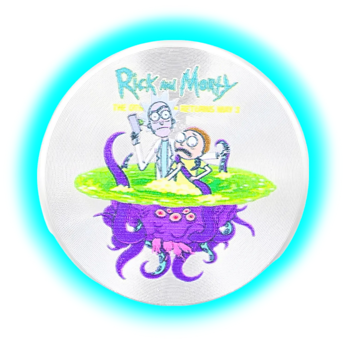 Rick and Morty Aluminium Grinder Silver 2 Parts 50mm