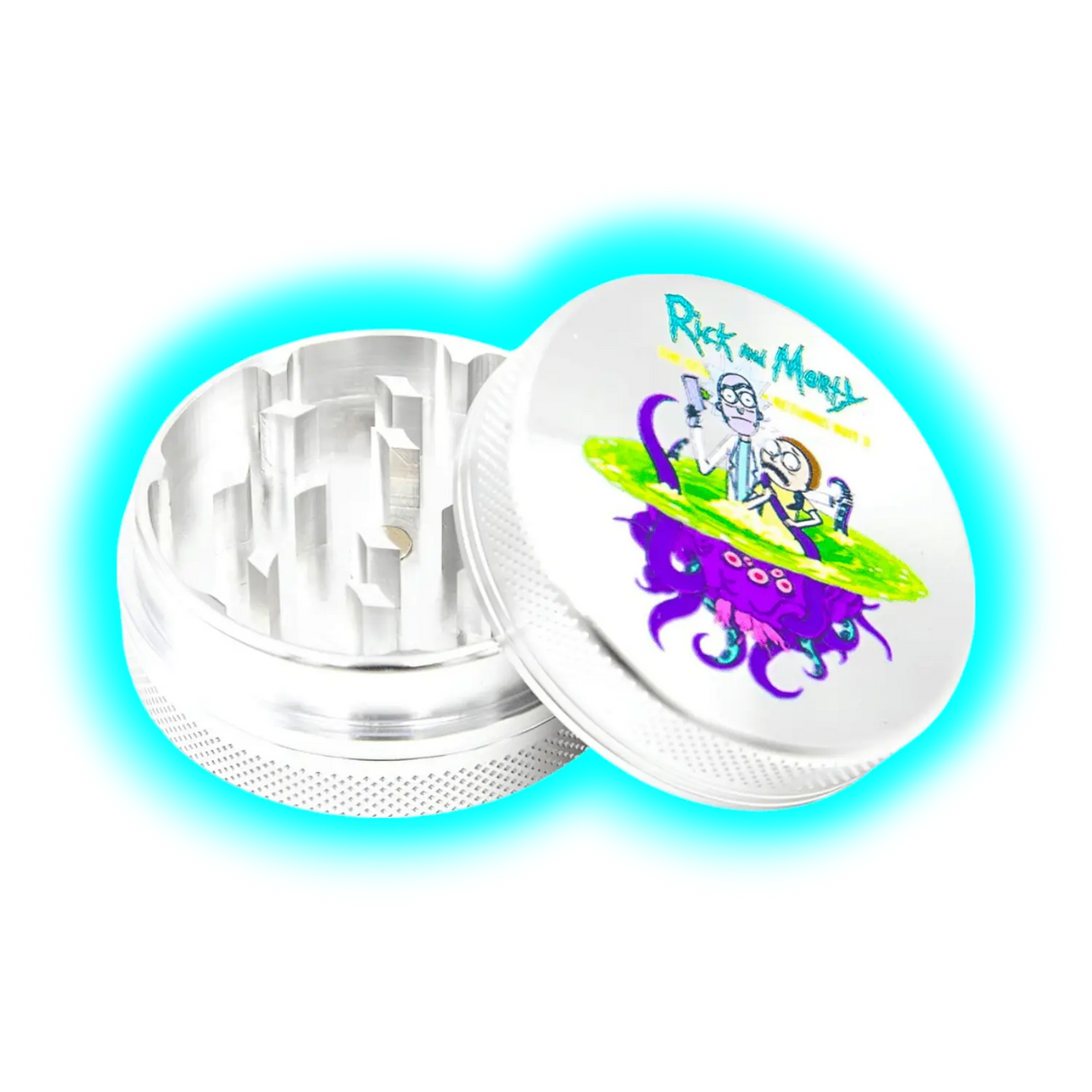 Rick and Morty Aluminium Grinder Silver 2 Parts 50mm