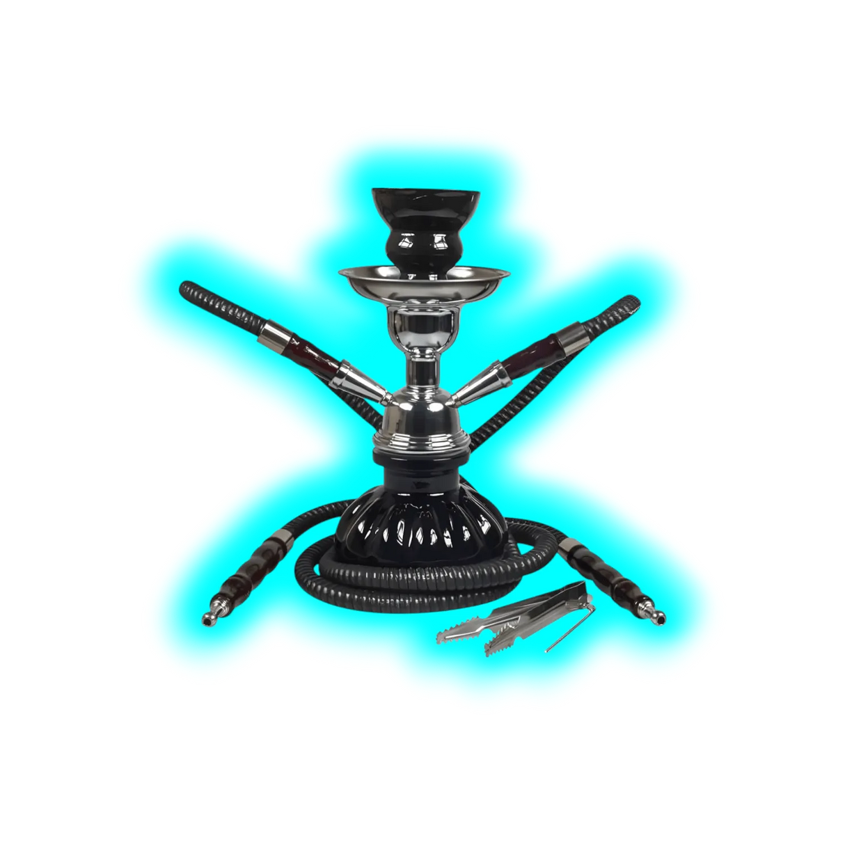 Sahbi Shisha 24 cm Two Tubes Black