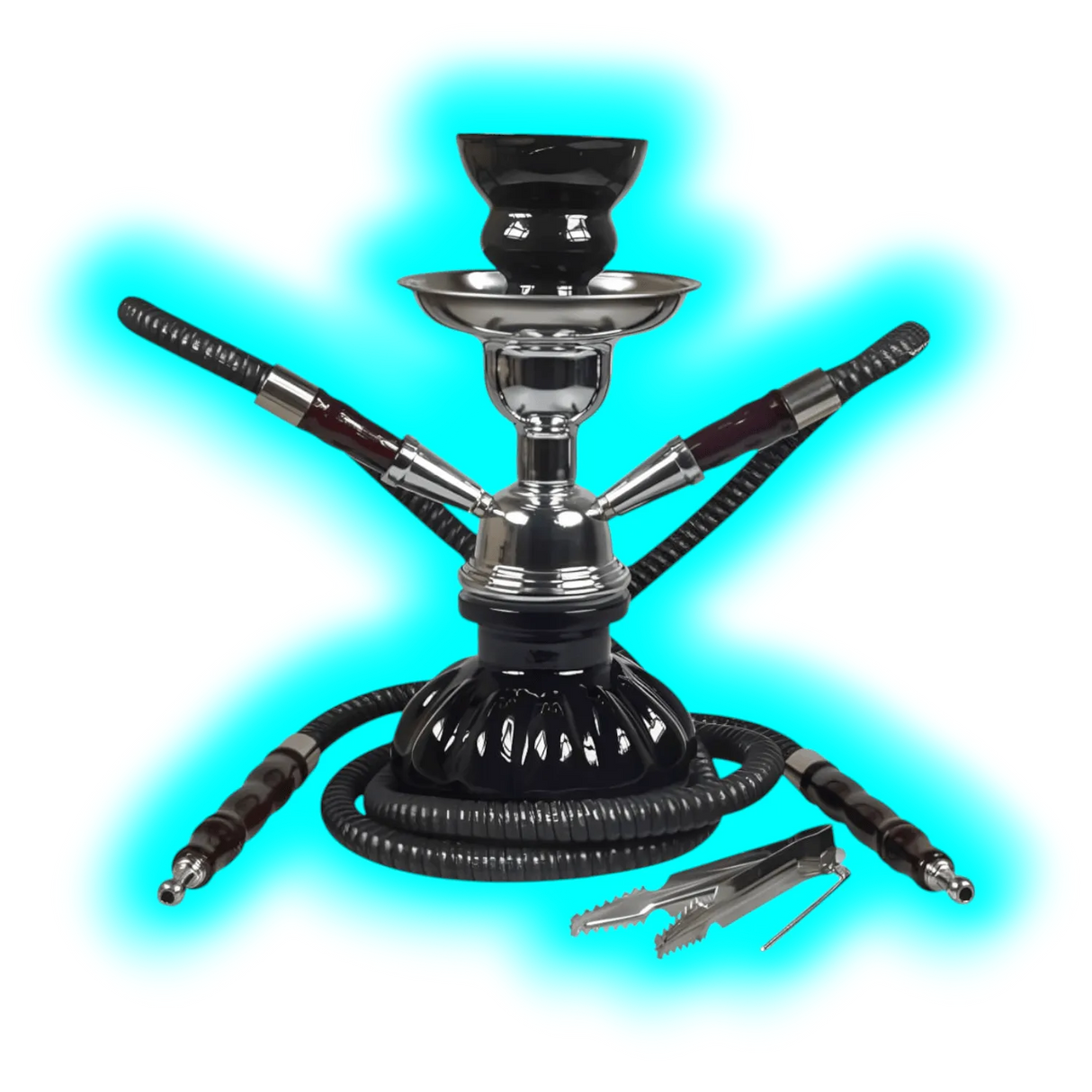 Sahbi Shisha 24 cm Two Tubes Black