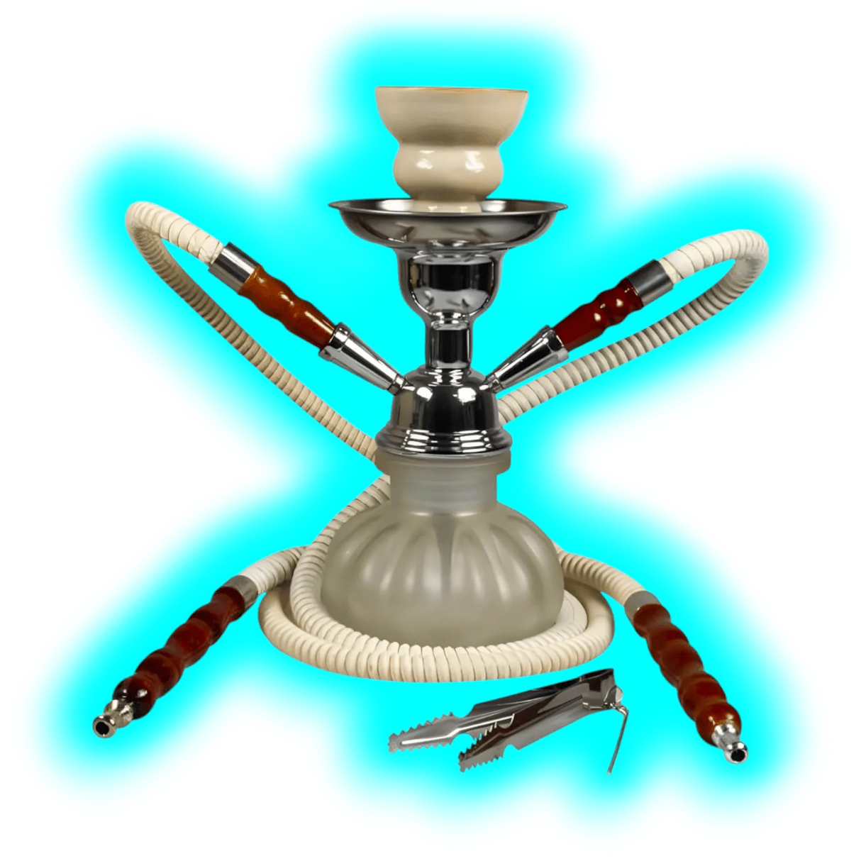 Sahbi Shisha 24 cm Two Tubes White