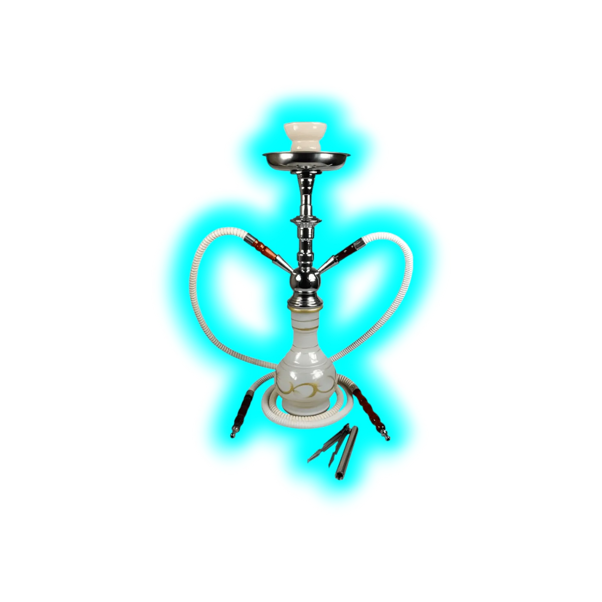 Sahbi Shisha 47cm Two Tubes White