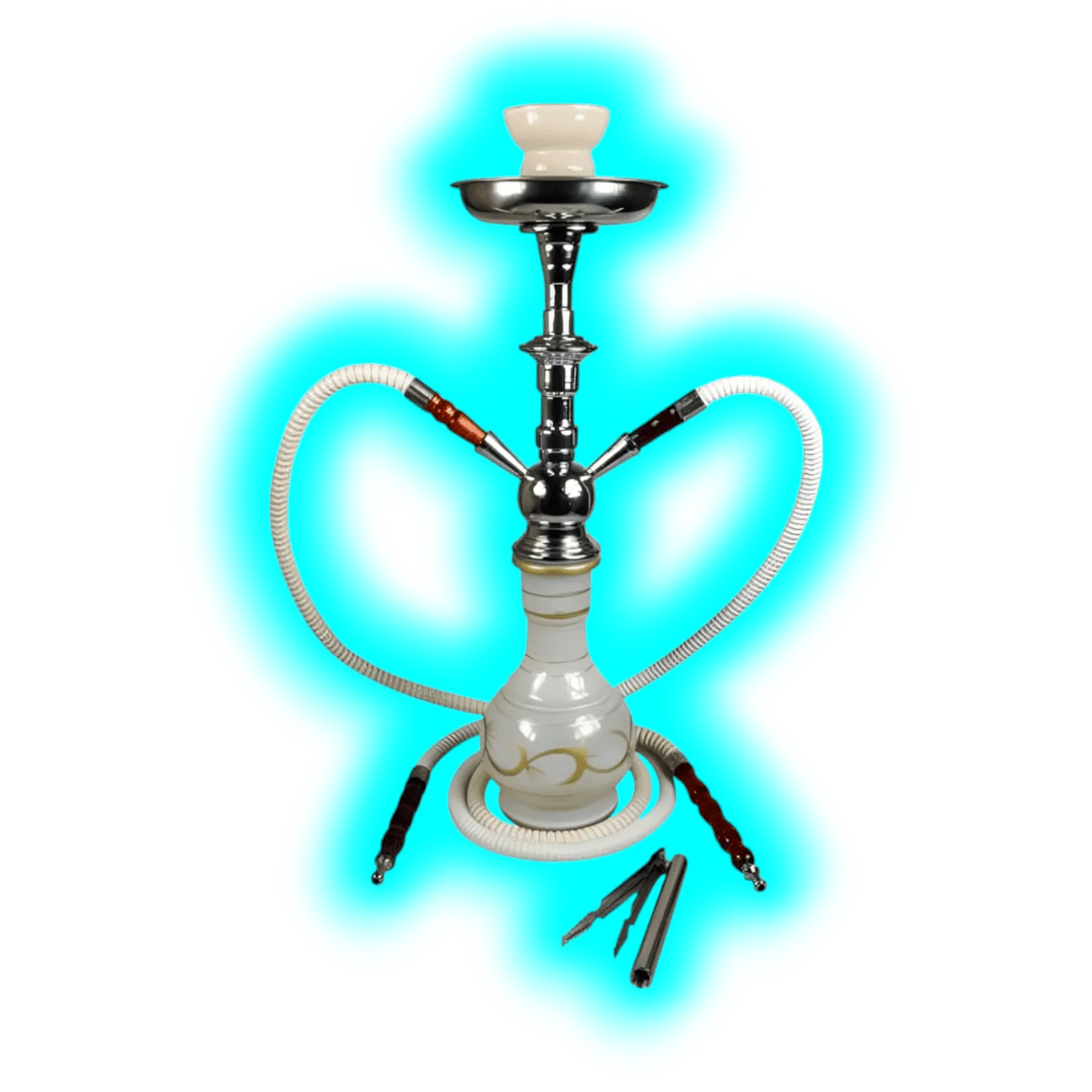 Sahbi Shisha 47cm Two Tubes White