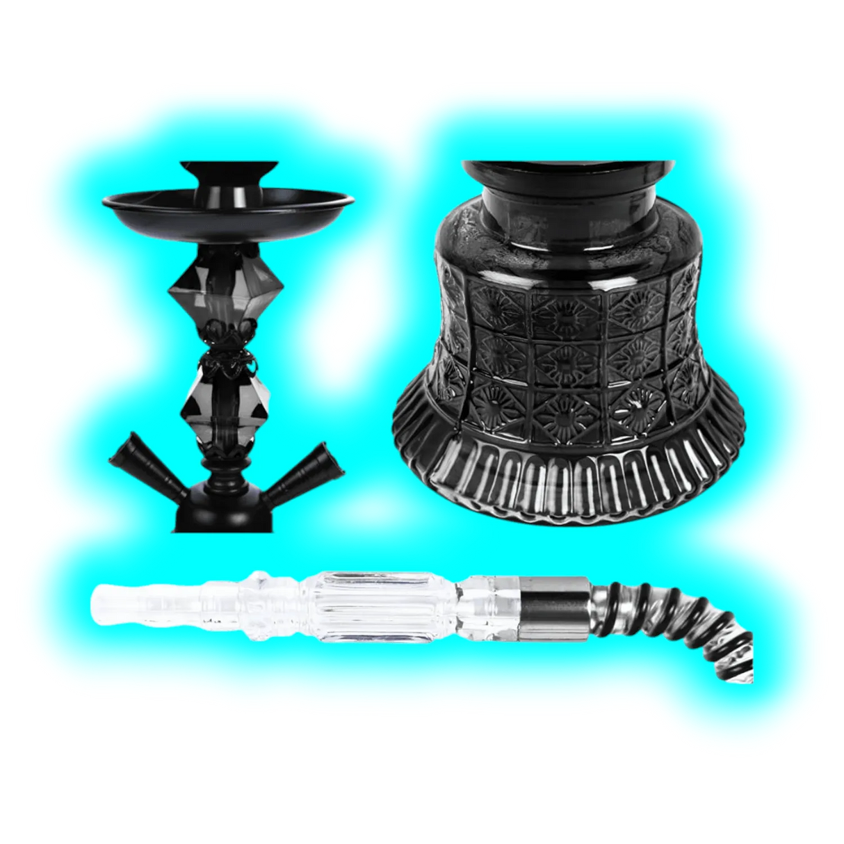 Shisha ""to Go"" sz 30cm 2 PVC Anschl. + Alukoffer