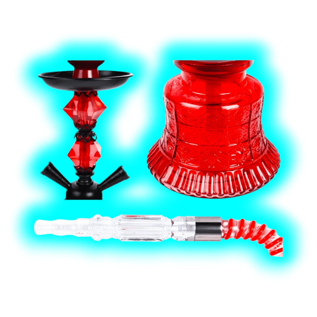 Shisha ""to Go"" sz 30cm 2 PVC Anschl. + Alukoffer
