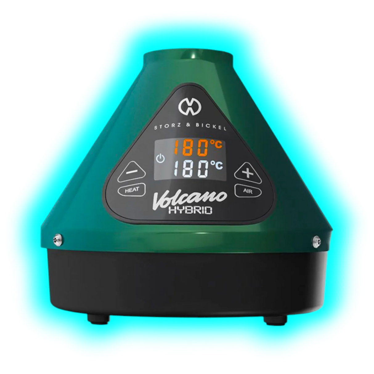 Grüner Storz & Bickel Volcano Hybrid Verdampfer mit digitalem Display und Bedientasten