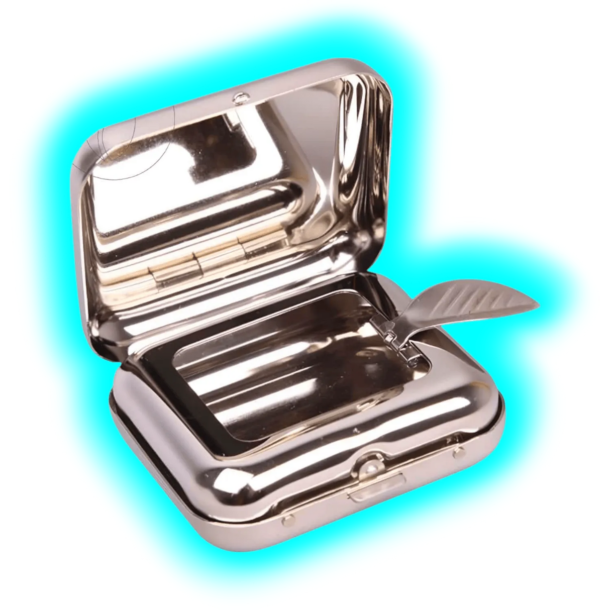 Taschenaschenbecher Chrom Eckig