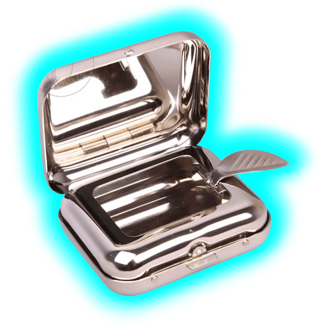 Taschenaschenbecher Chrom Eckig