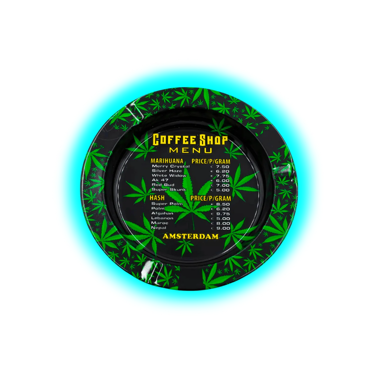 V Syndicate Metal Tin Ashtray - Amsterdam Coffeeshop Menu