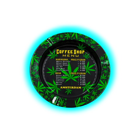 V Syndicate Metal Tin Ashtray - Amsterdam Coffeeshop Menu