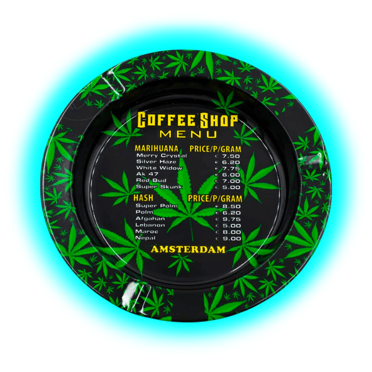 V Syndicate Metal Tin Ashtray - Amsterdam Coffeeshop Menu