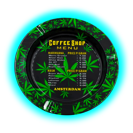 V Syndicate Metal Tin Ashtray - Amsterdam Coffeeshop Menu