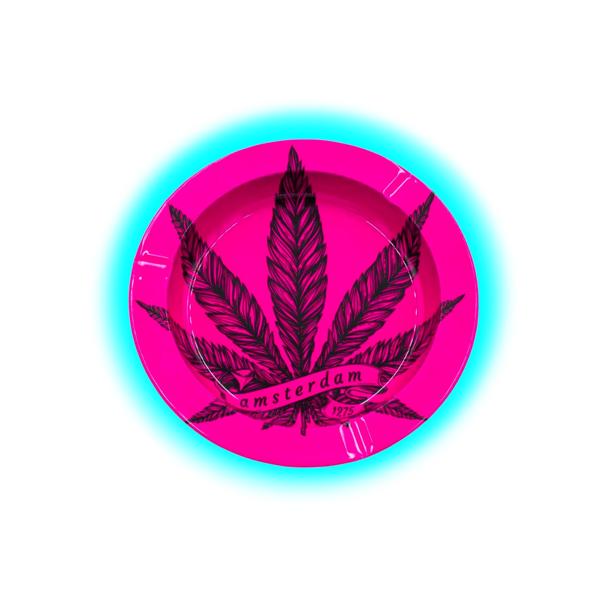 V Syndicate Metal Tin Ashtray - Amsterdam Leaf Pink