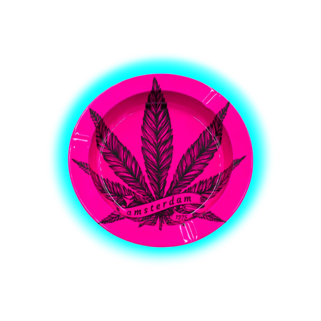 V Syndicate Metal Tin Ashtray - Amsterdam Leaf Pink