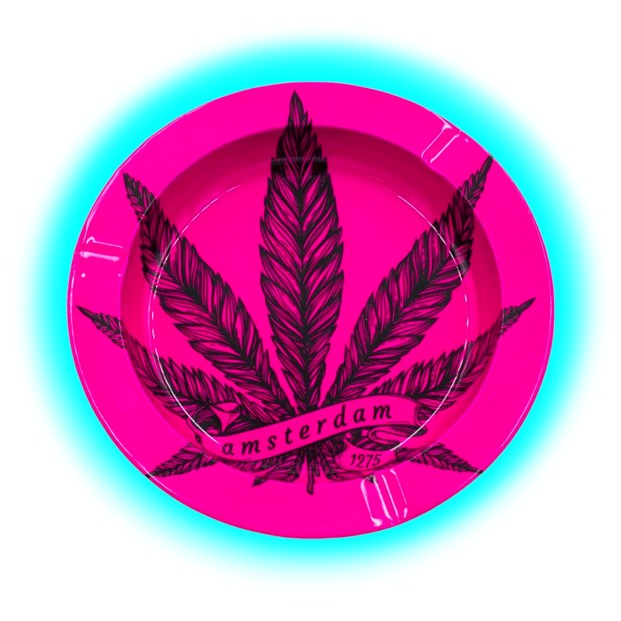 V Syndicate Metal Tin Ashtray - Amsterdam Leaf Pink