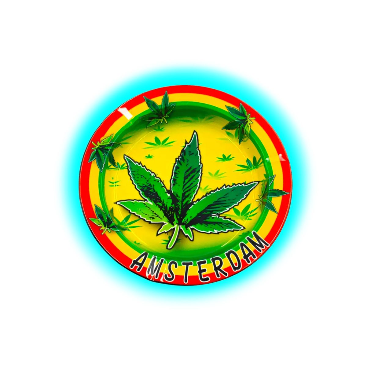 V Syndicate Metal Tin Ashtray - Amsterdam Rasta Rainbow