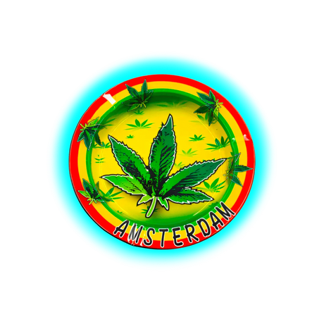 V Syndicate Metal Tin Ashtray - Amsterdam Rasta Rainbow