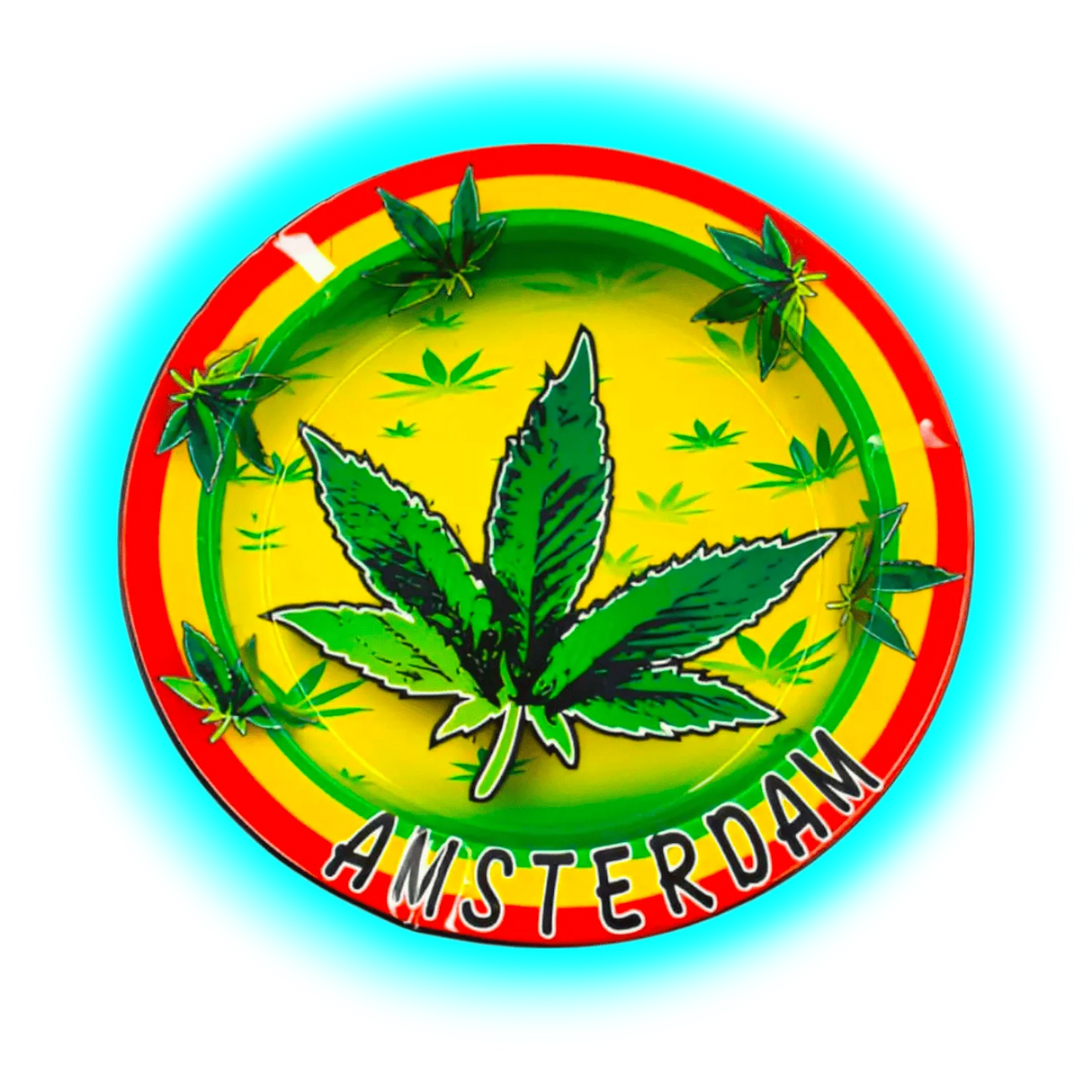 V Syndicate Metal Tin Ashtray - Amsterdam Rasta Rainbow