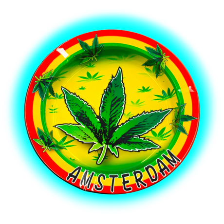 V Syndicate Metal Tin Ashtray - Amsterdam Rasta Rainbow