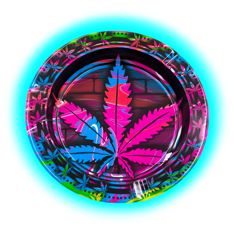 V Syndicate Metal Tin Ashtray - Colourful Leaf