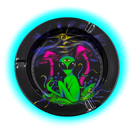 V Syndicate Metal Tin Ashtray - Mushroom Alien