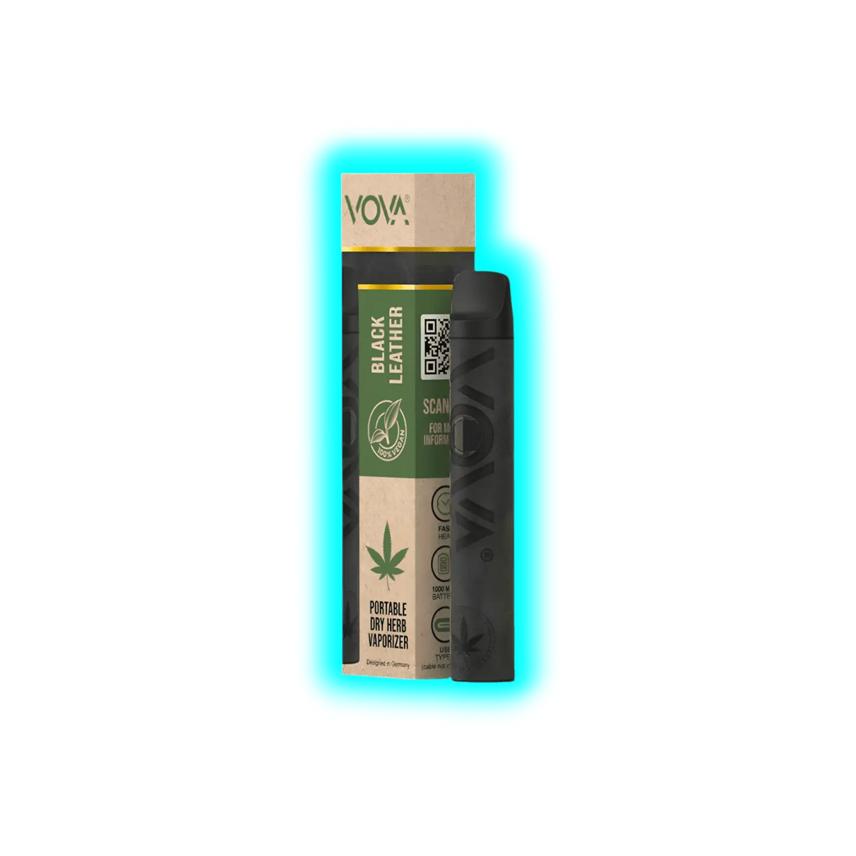 VOVA Portable Dry Herb Vaporizer Black Leather