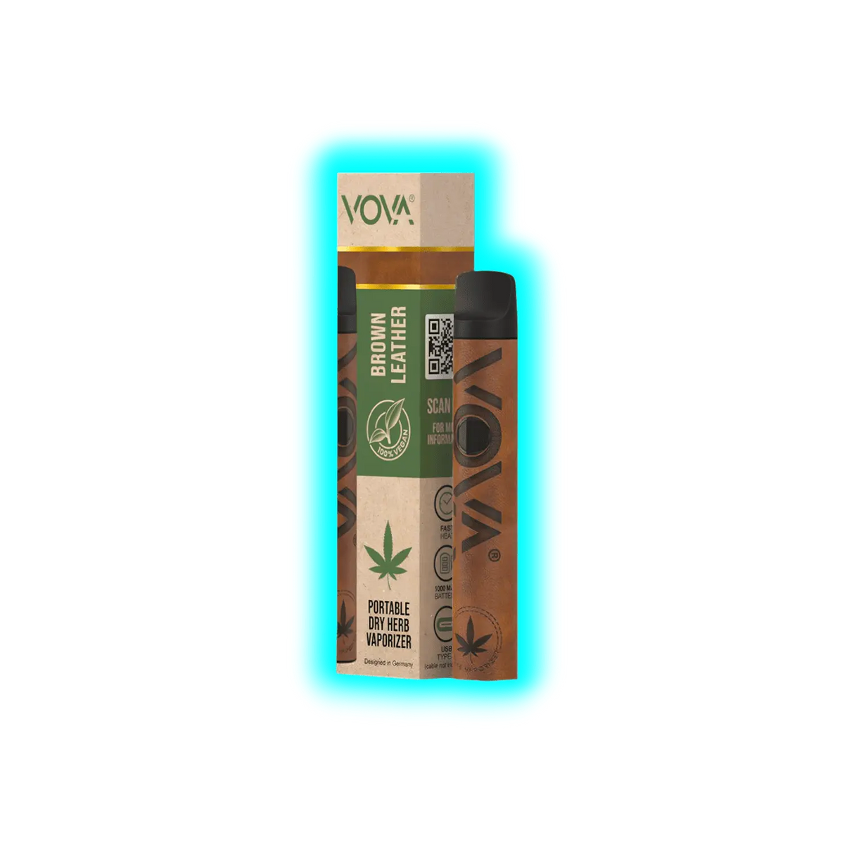 VOVA Portable Dry Herb Vaporizer Brown Leather