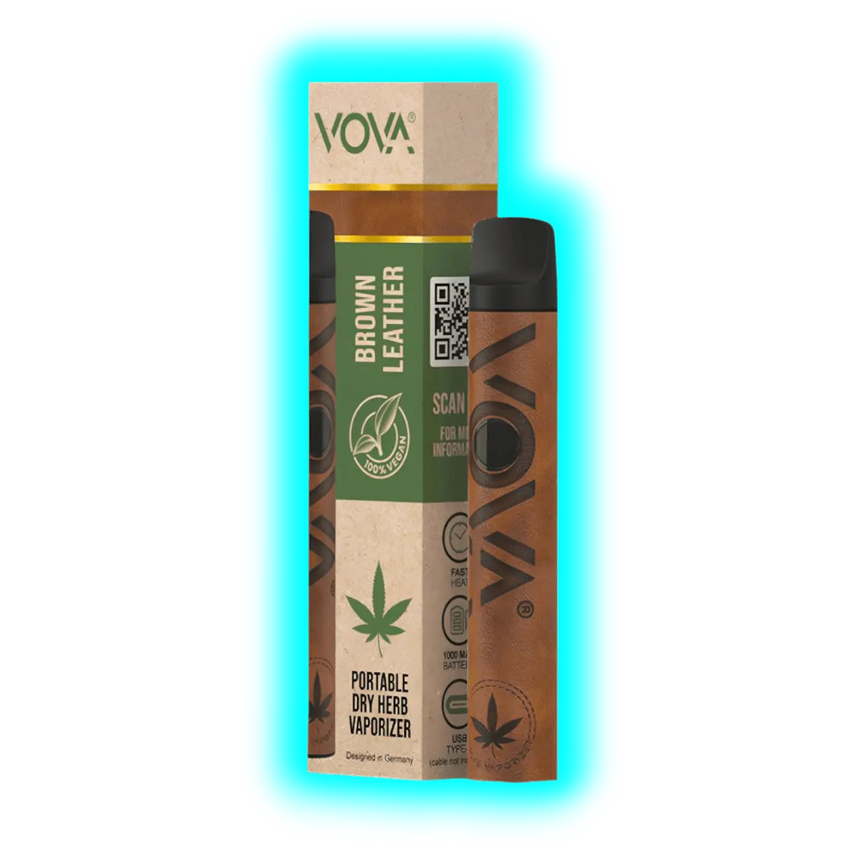 VOVA Portable Dry Herb Vaporizer Brown Leather
