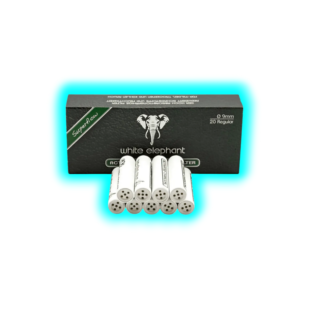 White Elephant Activated Charcoal Filters 9mm 20pcs