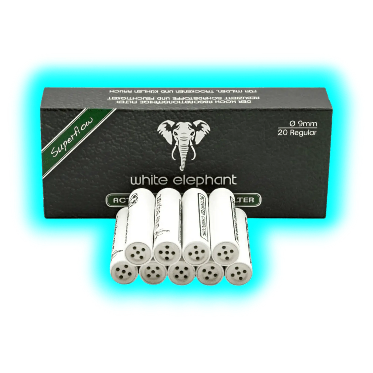 White Elephant Activated Charcoal Filters 9mm 20pcs