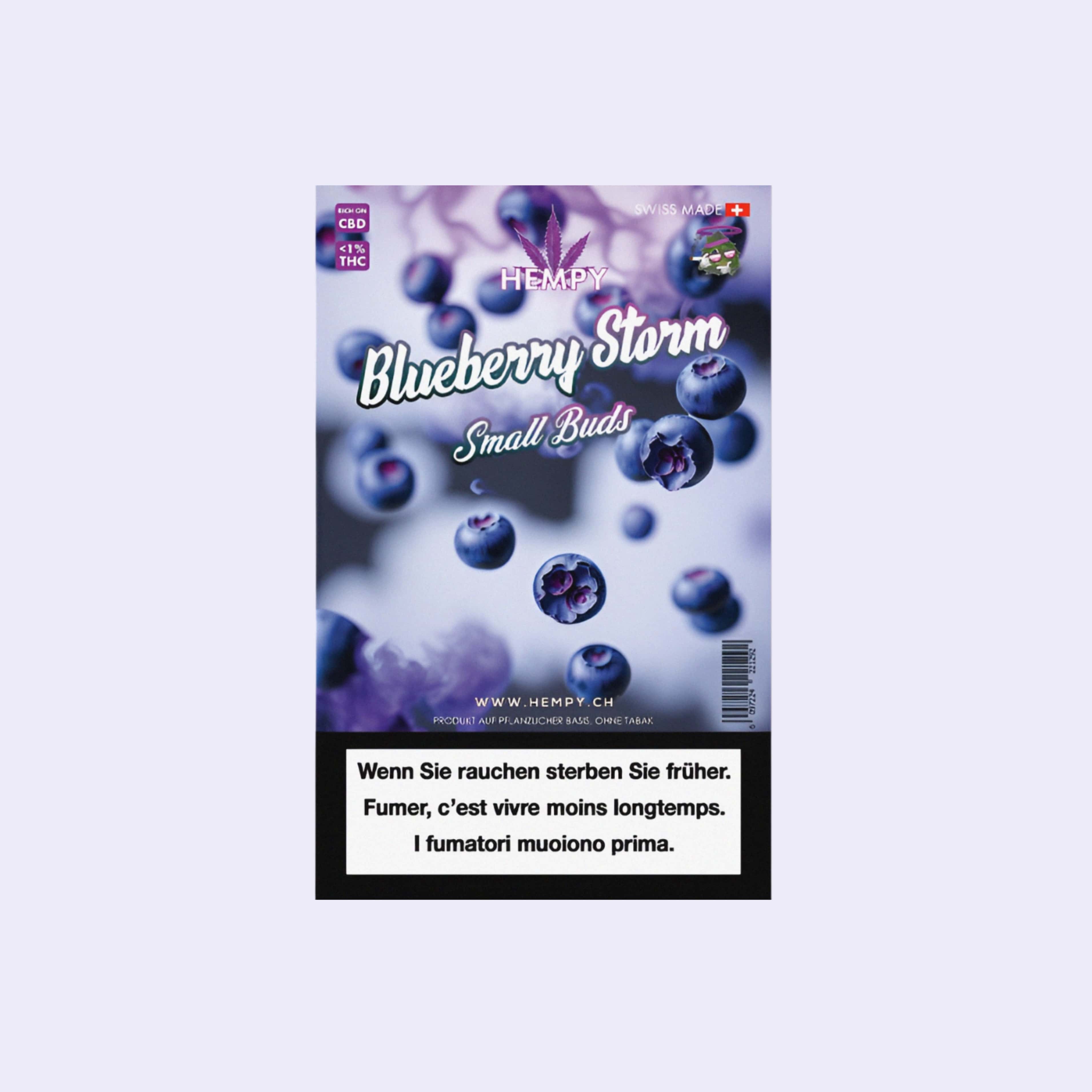 Dieses Bild zeigt die Indoor CBD Blüten Blueberry Storm von der Firma Hempy