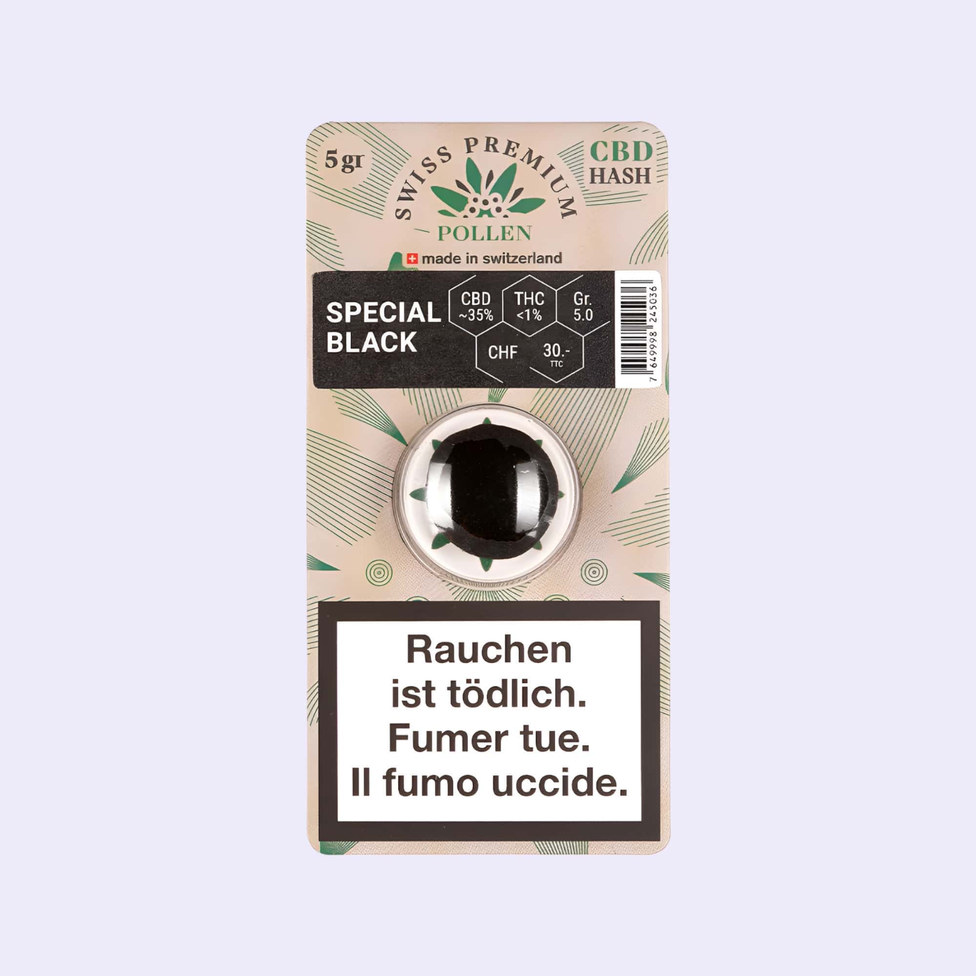 Dieses Bild zeigt das Haschisch Special Black von der Firma Swiss Premium Pollen