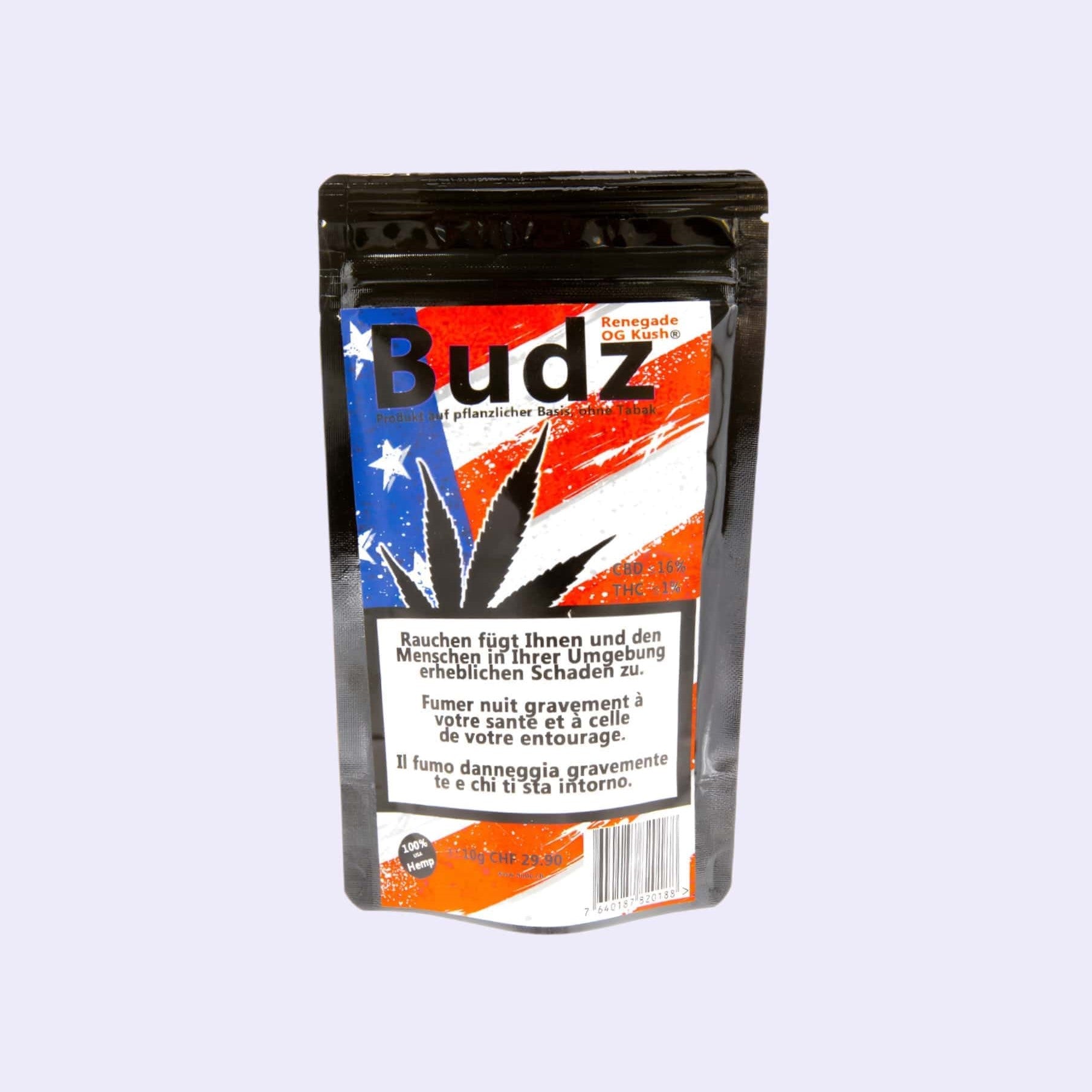 Dieses Bild zeigt die Outdoor CBD Blüten Renegade OG Kush von der Firma Budz
