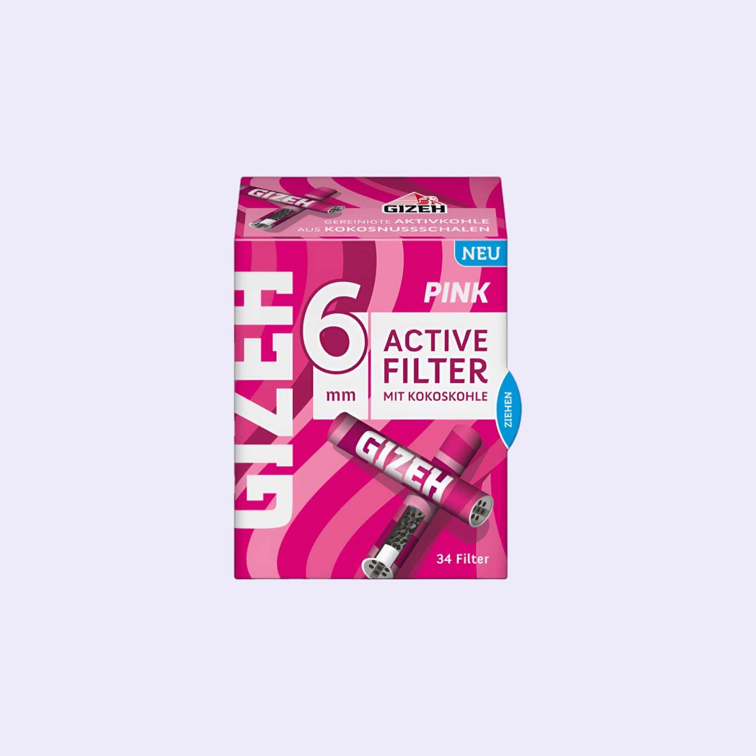 Dieses Bild zeigt die GIZEH Pink Active Filter 6mm 34pcs