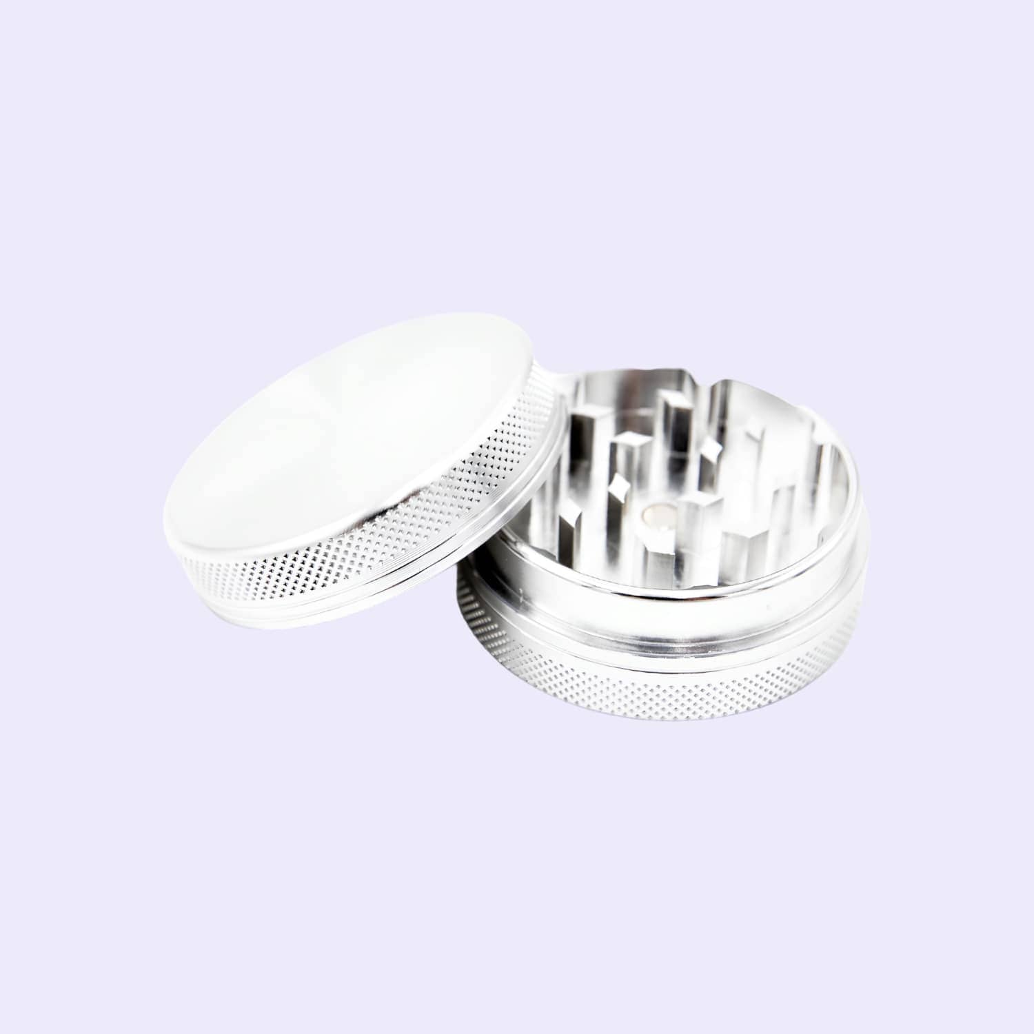 Dieses Bild zeigt en Aluminium Grinder Silver 2 Parts 50mm