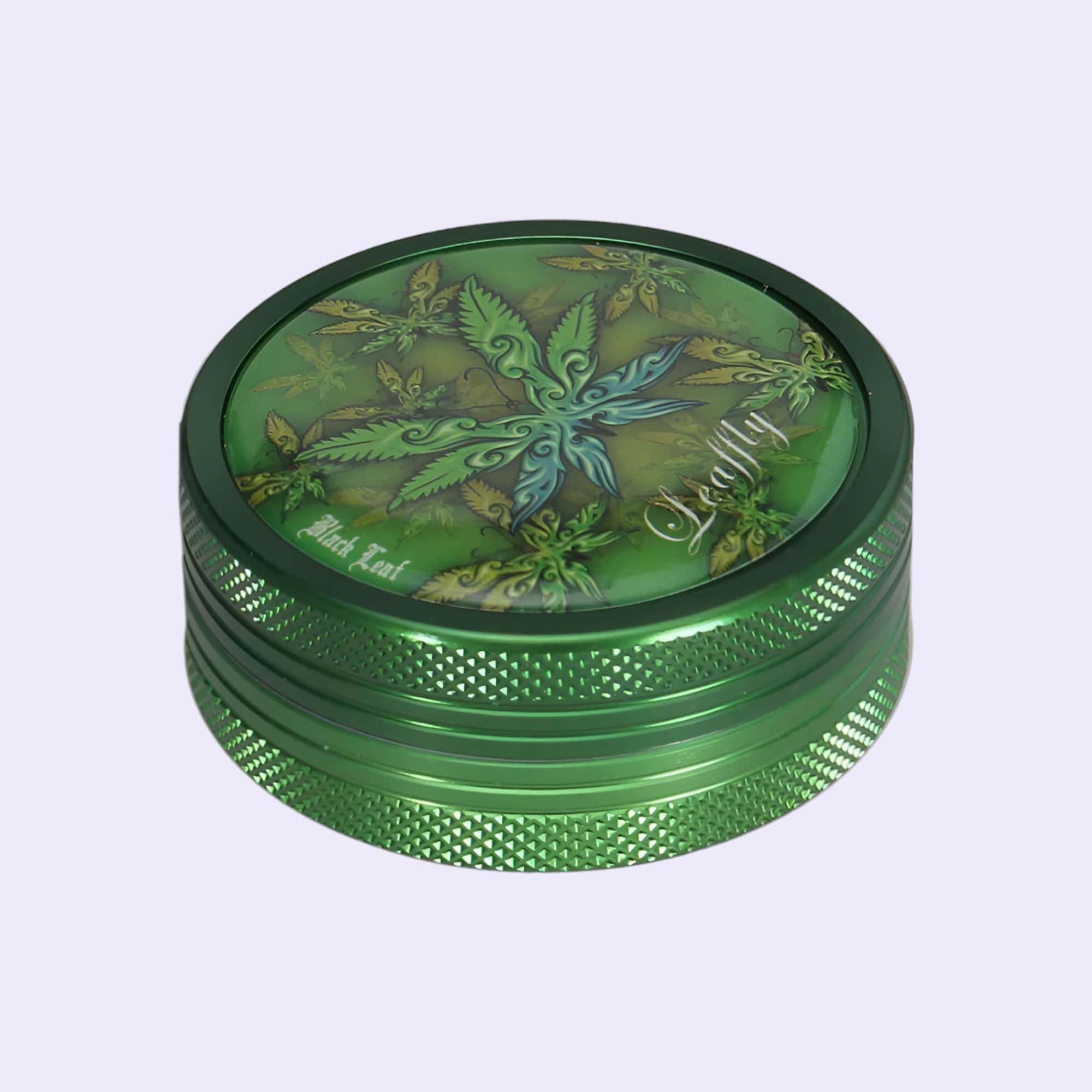 Dieses Bild zeigt den Black Leaf Grinder Leaffly 2 Parts