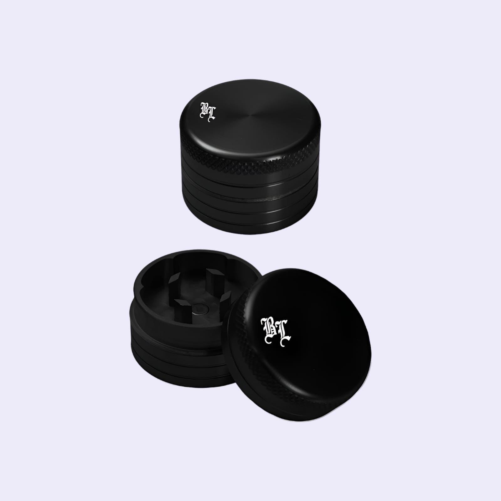 Dieses Bild zeigt den Black Leaf Mini Grinder 2-teilig Black