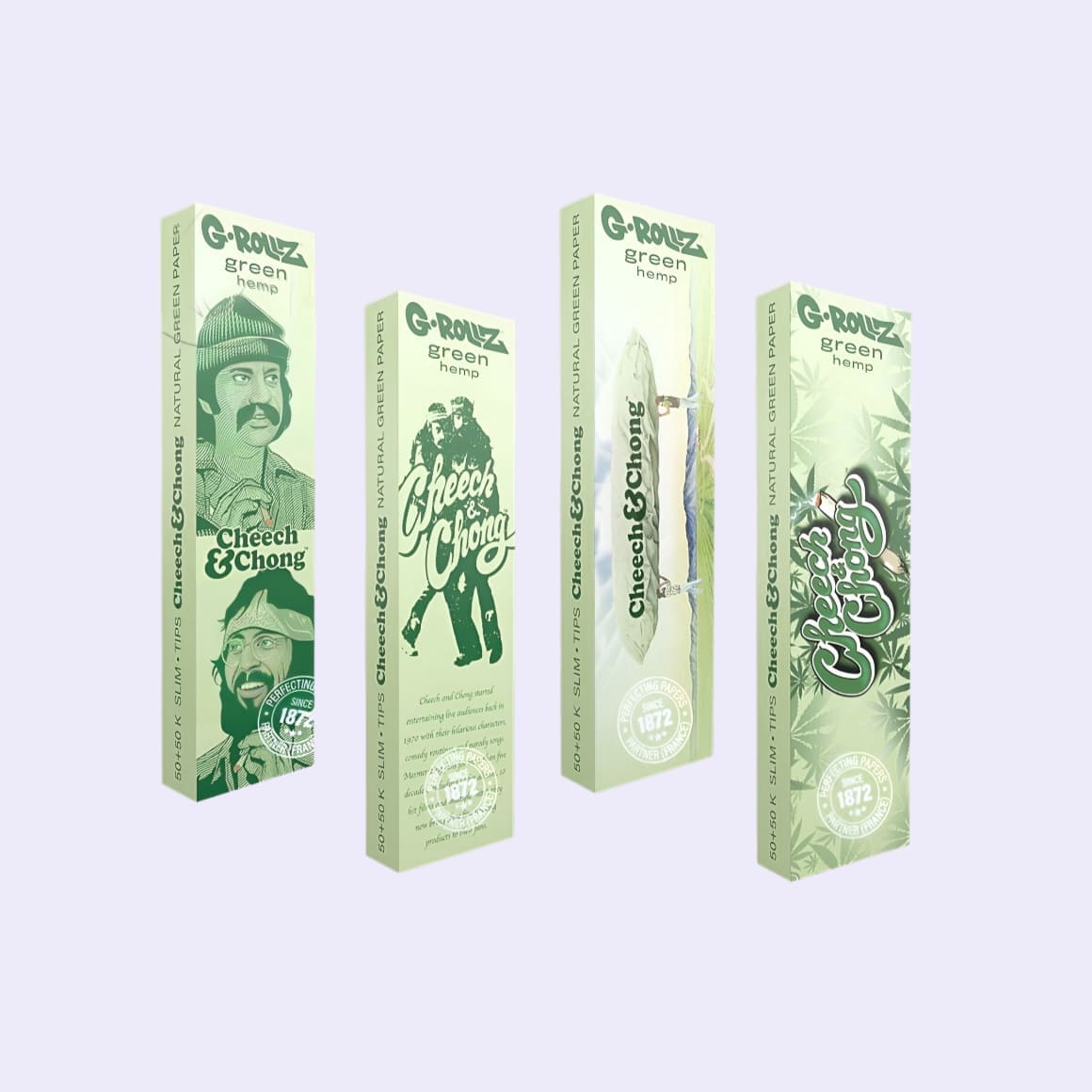 G-Rollz Cheech and Chong Bio Green Hemp KingSize Papers + Tips 1x Booklet ASS