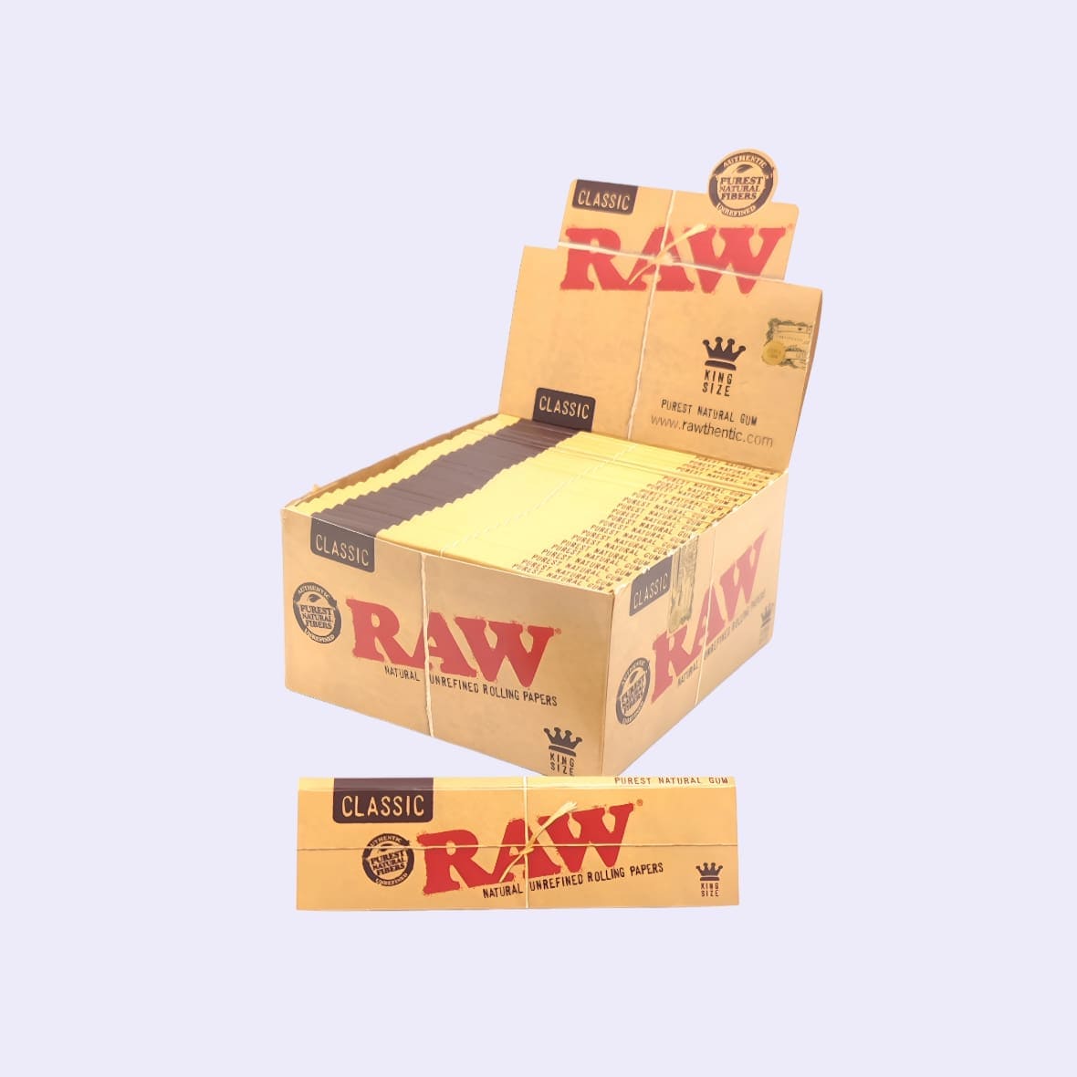 Dieses Bild zeigt die RAW Classic Kingsize Papers Display 50pcs