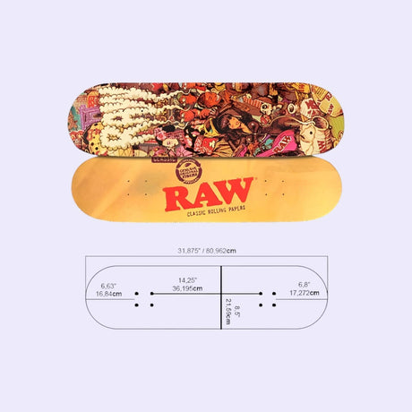 "Raw Street Skateboard Japan & Classic 8.5'' – hochwertiges Skateboard mit japanischen Designelementen, ideal für Street-Skating und Tricks, 8.5'' Deck für Stabilität und Wendigkeit."