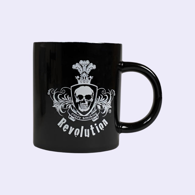 "Tasse Revolution – stabile Keramiktasse mit Revolution-Aufdruck, 300 ml, spülmaschinenfest und ideal für heiße Getränke."
