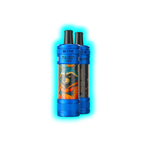Zwei blaue Aspire Magnum Nano E-Zigaretten mit aufgedrucktem Waschbär-Motiv und Schriftzug