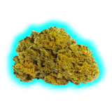 Nahaufnahme eines kompakten CBD-Blütenknospen mit kristalliner Oberfläche