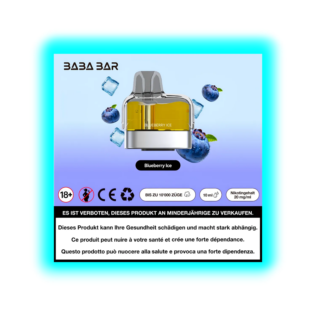 Baba Bar Pod Blueberry Ice 10ml 20mg/ml